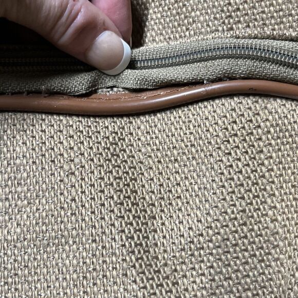 Iconic Pierre Cardin Travel Gym Bag 4 zip Suitcase Brown Tweed Luggage Tag - Picture 9 of 10